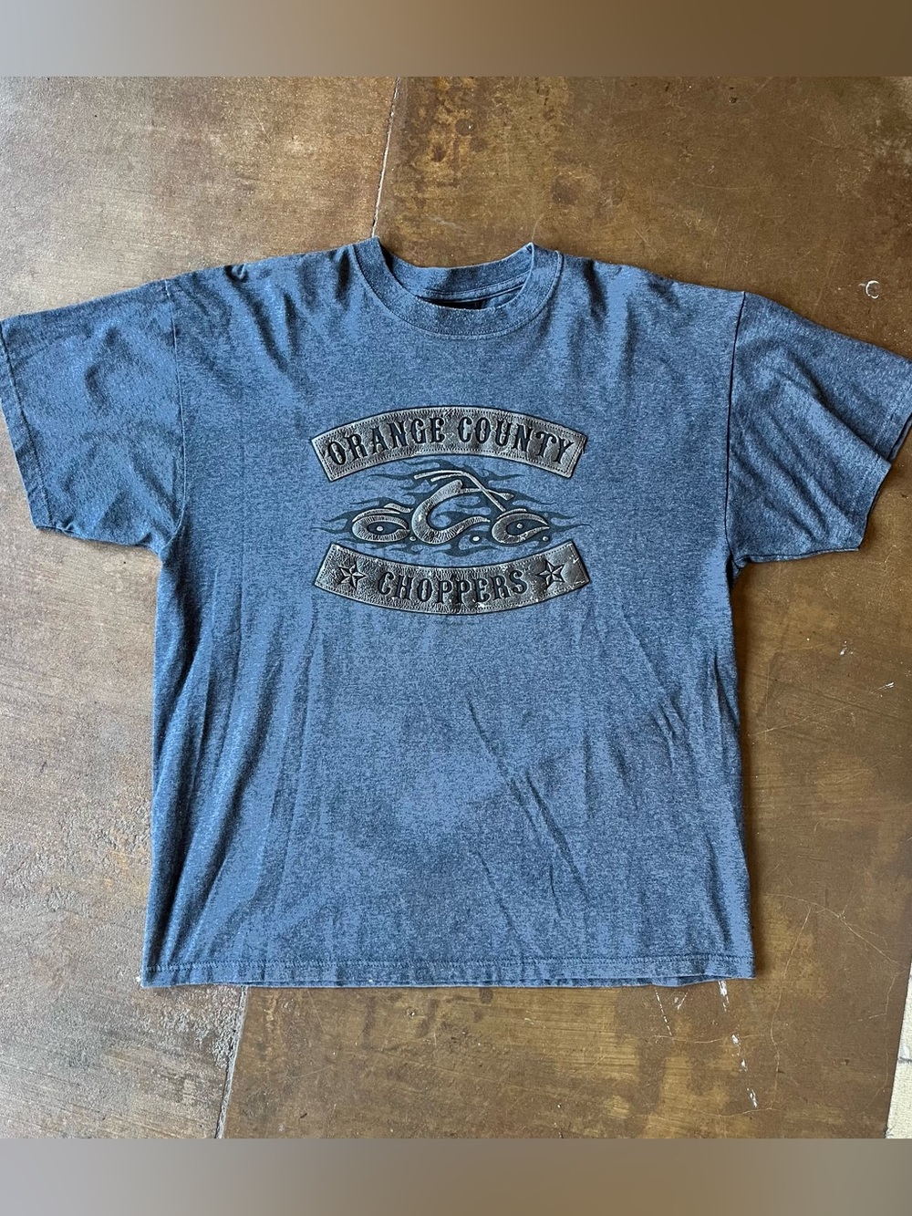 Vintage Y2K OCC Orange County Choppers Gray Biker Textured Print Tee XL 90s